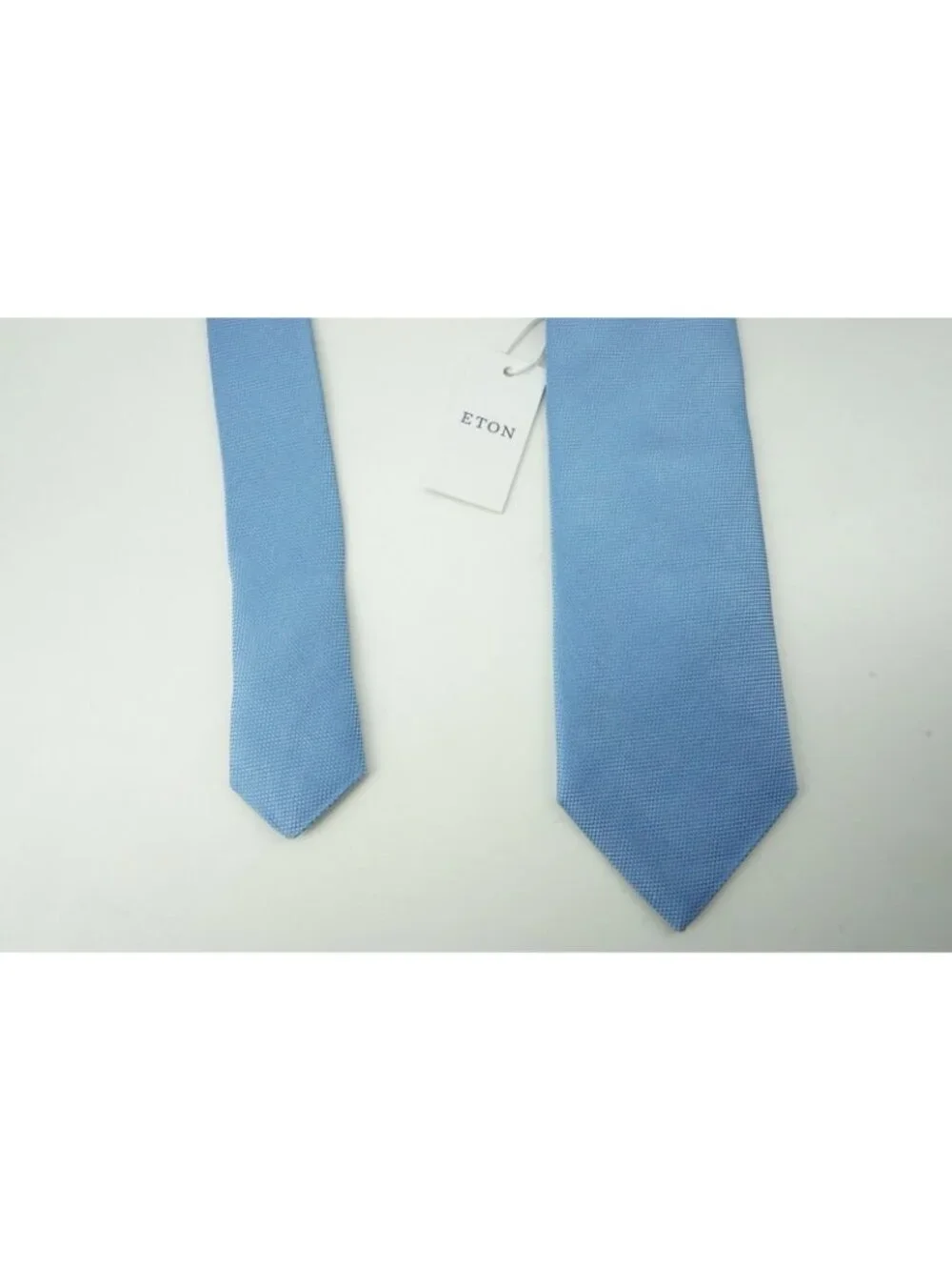 Eton Sky Blue Woven Basketweave 100% Silk Tie Brand New With Tags